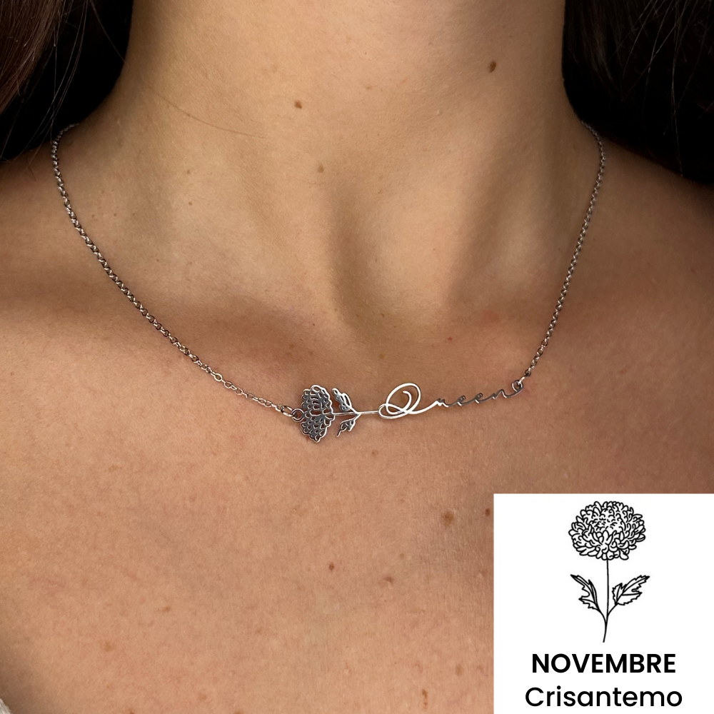 Collana Orizzontale Nome & Fiore di Nascita