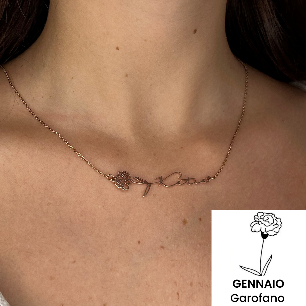 Collana Orizzontale Nome & Fiore di Nascita