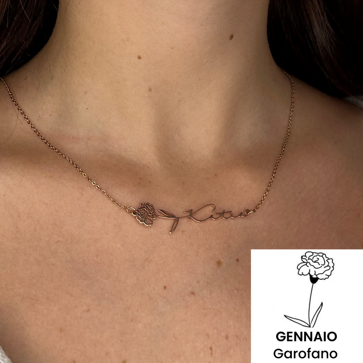 Collana Orizzontale Nome & Fiore di Nascita