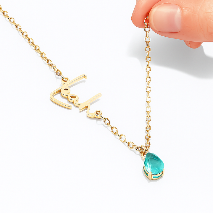 Gepersonaliseerde Naam & Geboortesteen Ketting