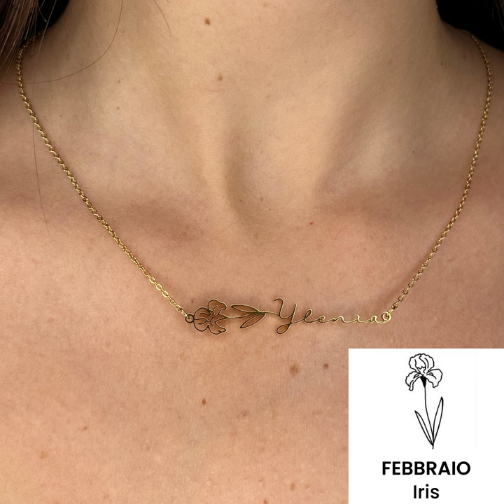 Collana Orizzontale Nome & Fiore di Nascita