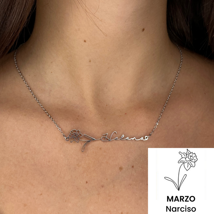 Collana Orizzontale Nome & Fiore di Nascita
