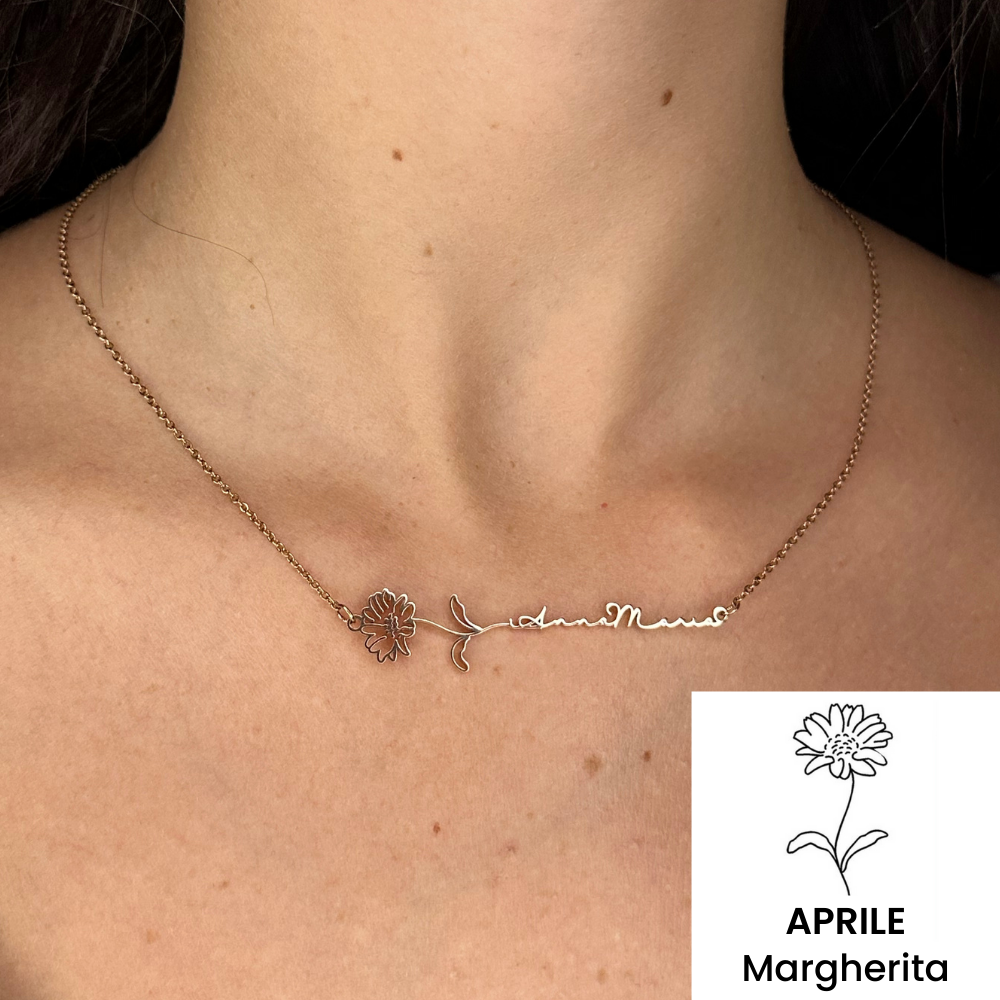 Collana Orizzontale Nome & Fiore di Nascita