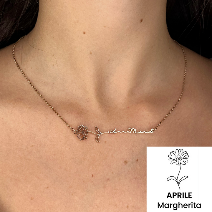 Collana Orizzontale Nome & Fiore di Nascita