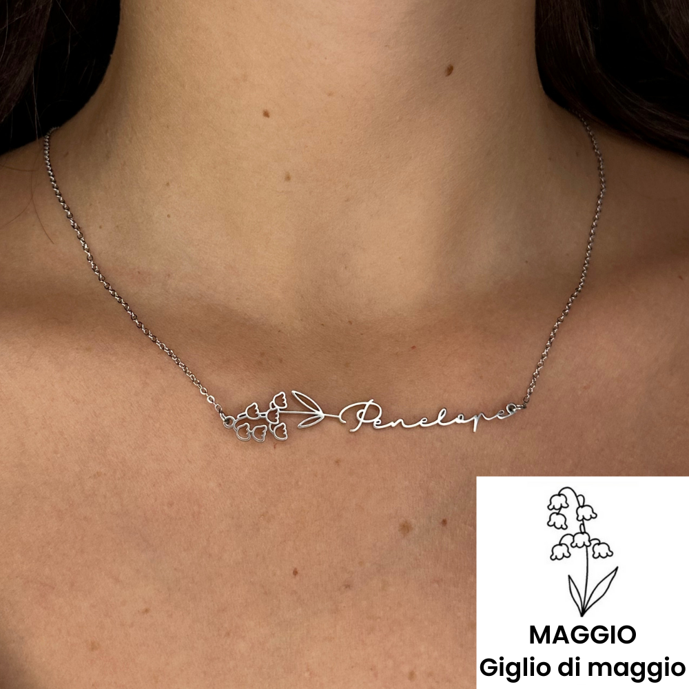 Collana Orizzontale Nome & Fiore di Nascita