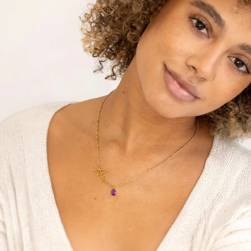 Gepersonaliseerde Naam & Geboortesteen Ketting