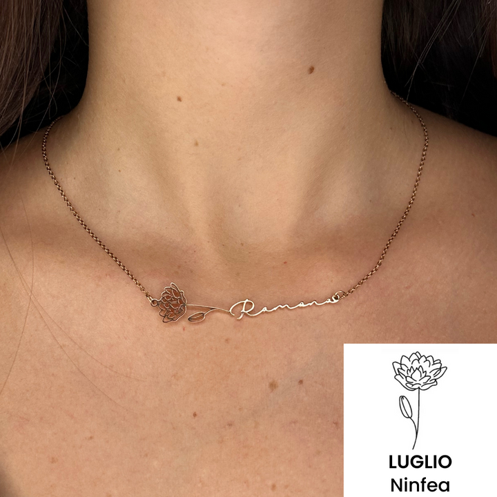Collana Orizzontale Nome & Fiore di Nascita