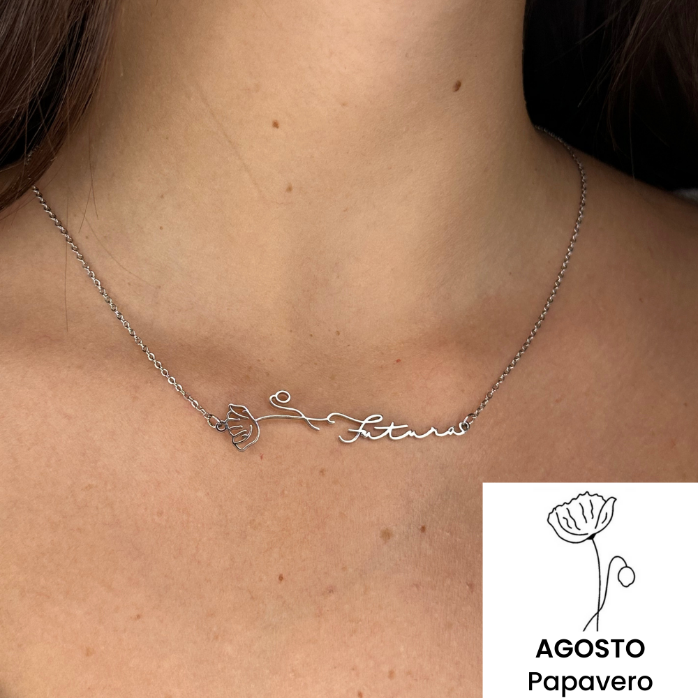 Collana Orizzontale Nome & Fiore di Nascita