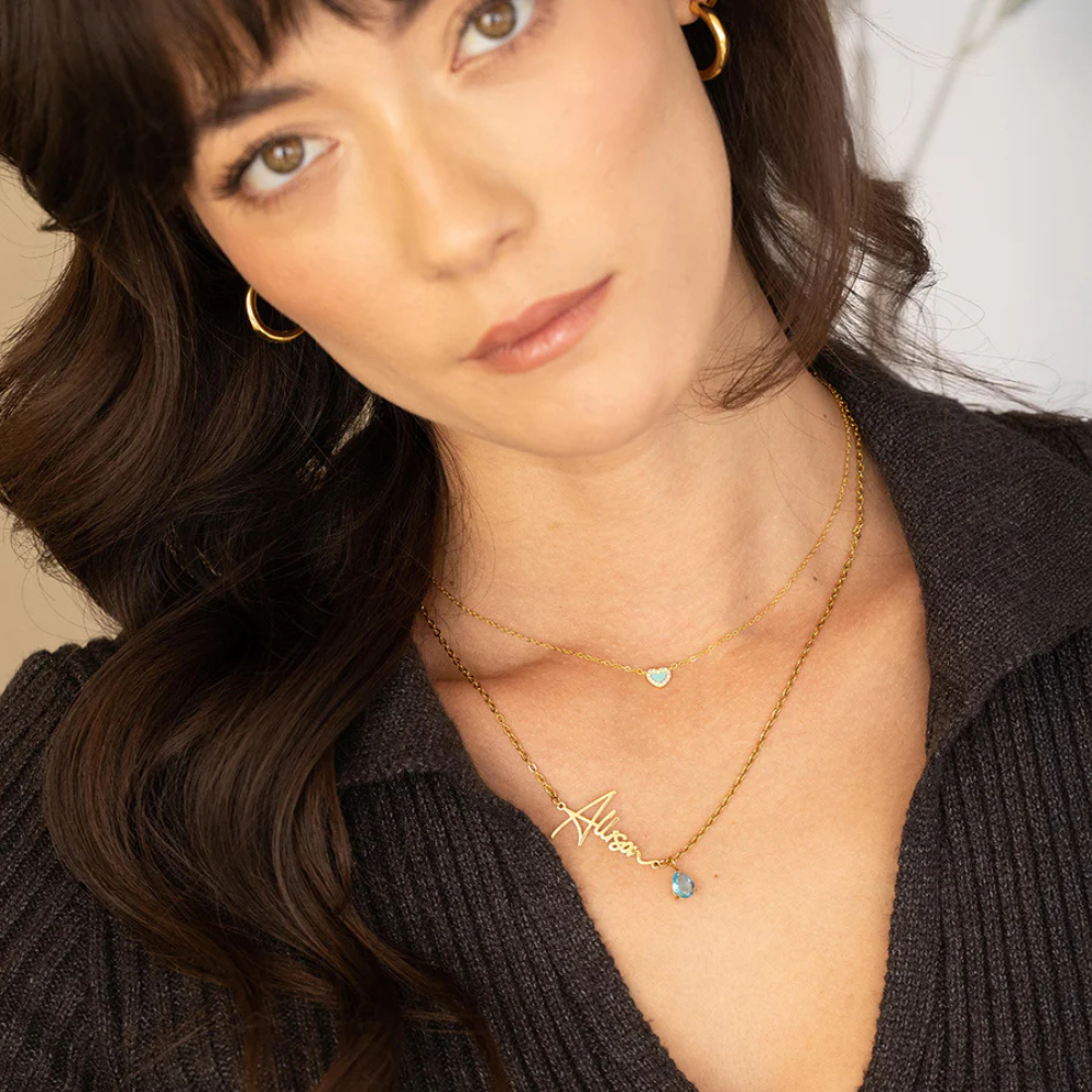 Gepersonaliseerde Naam & Geboortesteen Ketting