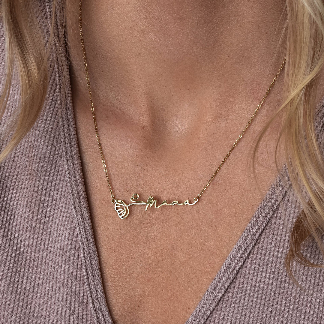 Collana Orizzontale Nome & Fiore di Nascita
