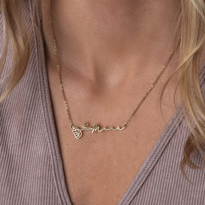 Collana Orizzontale Nome & Fiore di Nascita