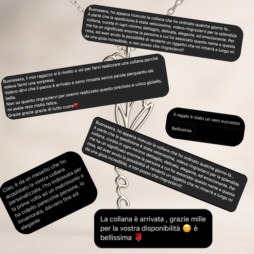 Vertikale Halskette Name & Geburtsblume