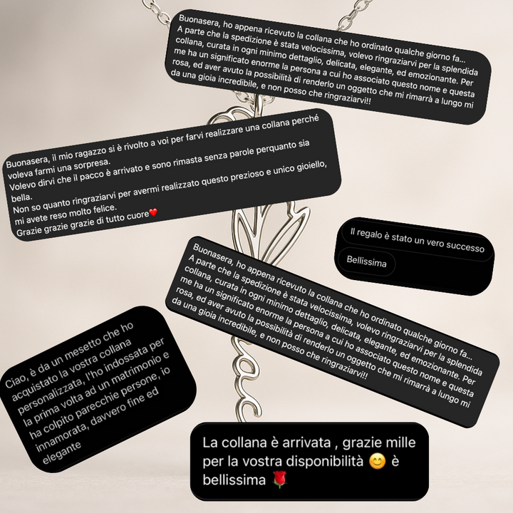 Vertikale Halskette Name & Geburtsblume