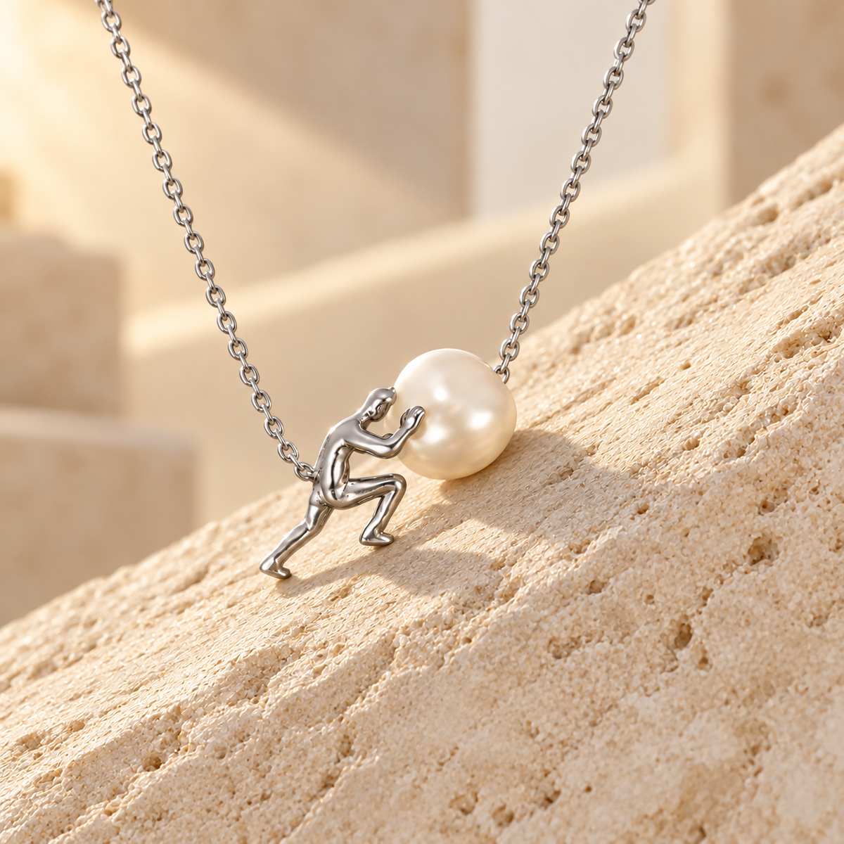 Collana Sisifo ALMA in acciaio, concept ispirato al mito di Sisifo
