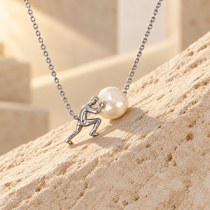 Collana Sisifo ALMA in acciaio, concept ispirato al mito di Sisifo