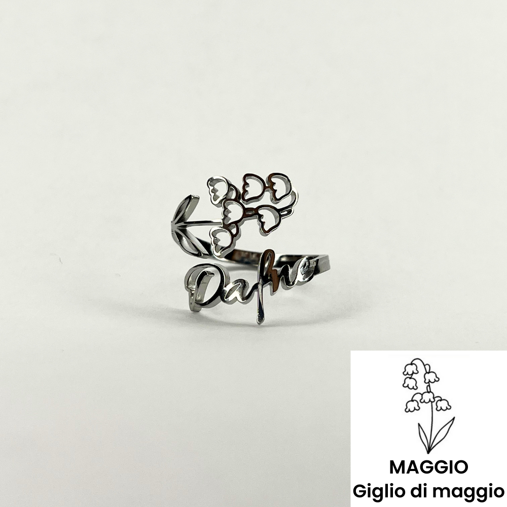 Anello Nome & Fiore di Nascita