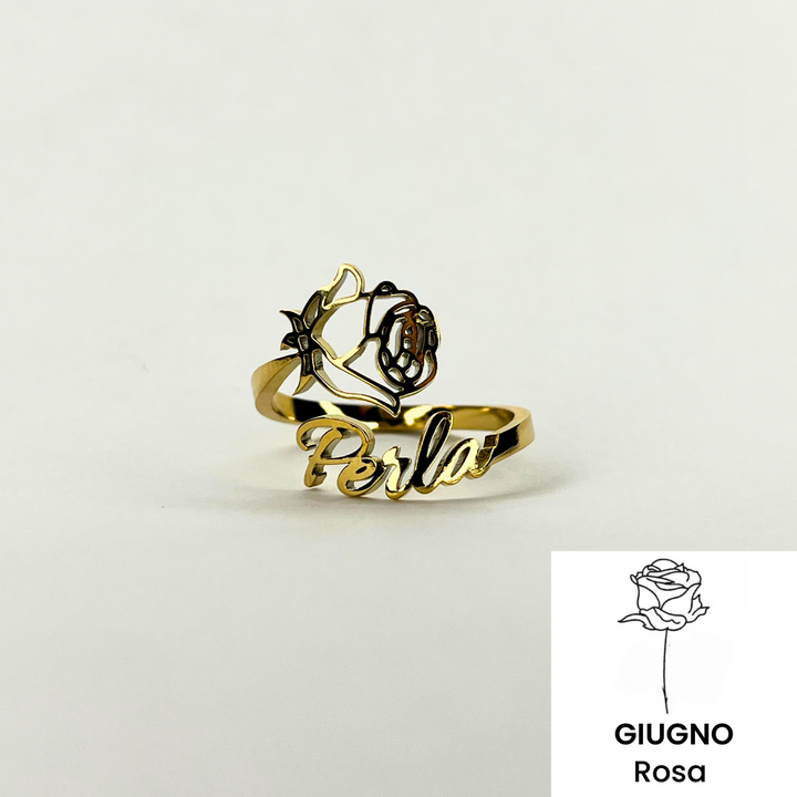 Anello Nome & Fiore di Nascita