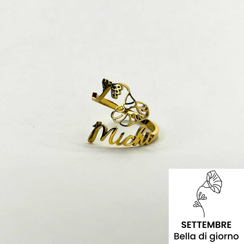 Name Ring &amp; Birth Flower 