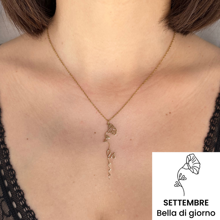 Collana Verticale Nome & Fiore di Nascita