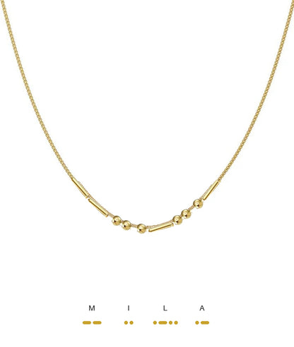 Collana codice Morse oro con il nome Mila in perline