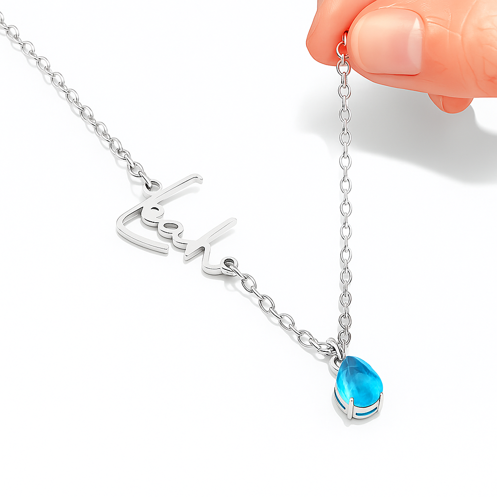 Collana con Nome e Pietra di Nascita
