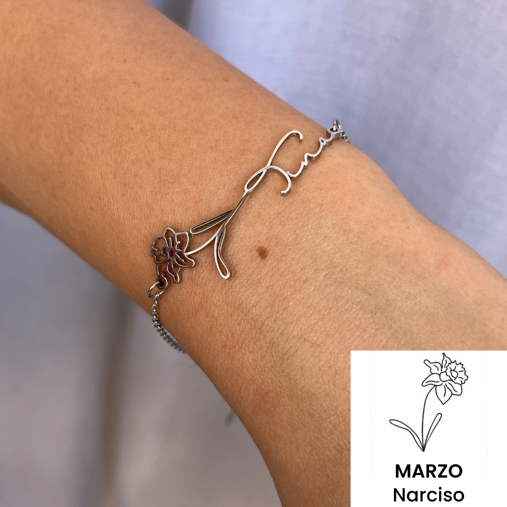 Bracciale Nome & Fiore di Nascita