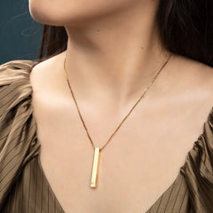 3D Bar Pendant with Stone - ALMAGIOIELLI