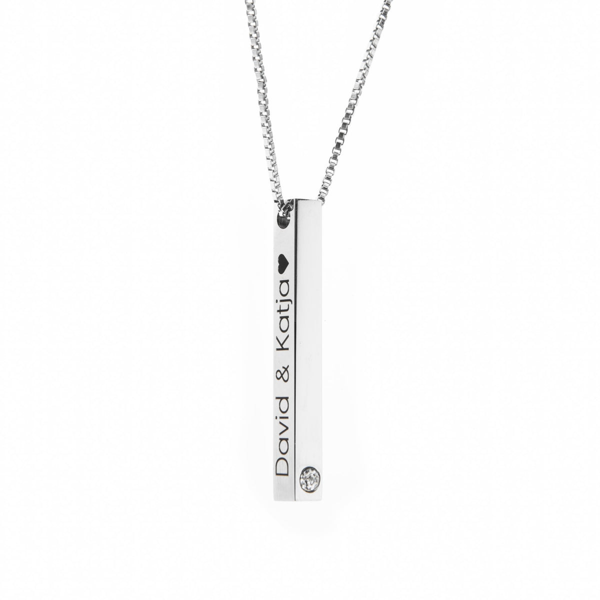3D Bar Pendant with Stone - ALMAGIOIELLI