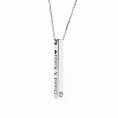 3D Bar Pendant with Stone - ALMAGIOIELLI