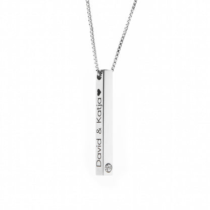 3D Bar Pendant with Stone - ALMAGIOIELLI