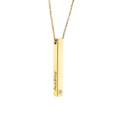 3D Bar Pendant with Stone - ALMAGIOIELLI