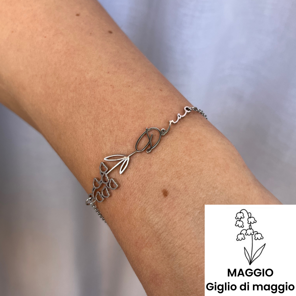 Bracciale Nome & Fiore di Nascita