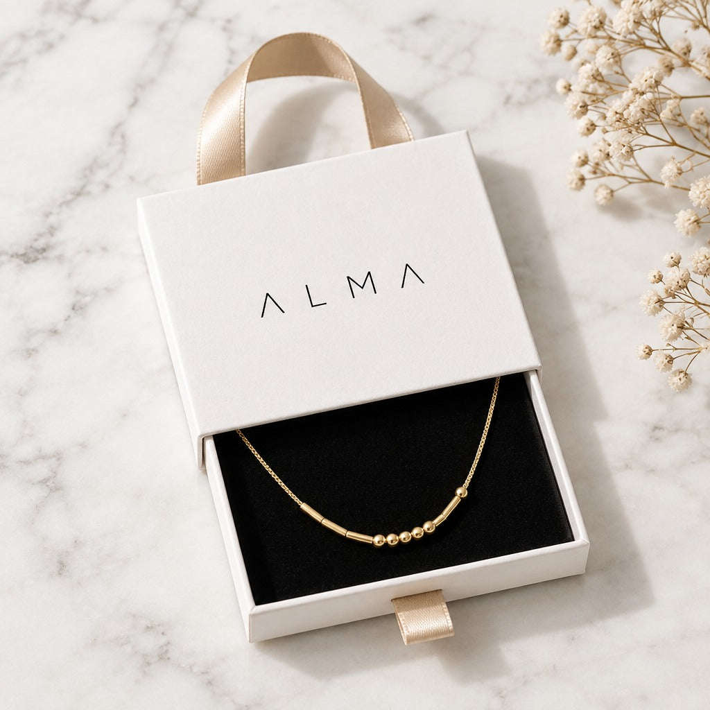 Collana codice Morse nella confezione regalo ALMA