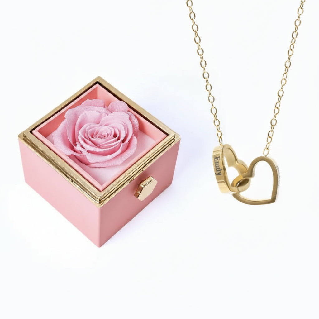 Rosa Eterna - Cofanetto Romantico + Collana Personalizzata