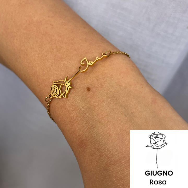 Bracciale Nome & Fiore di Nascita