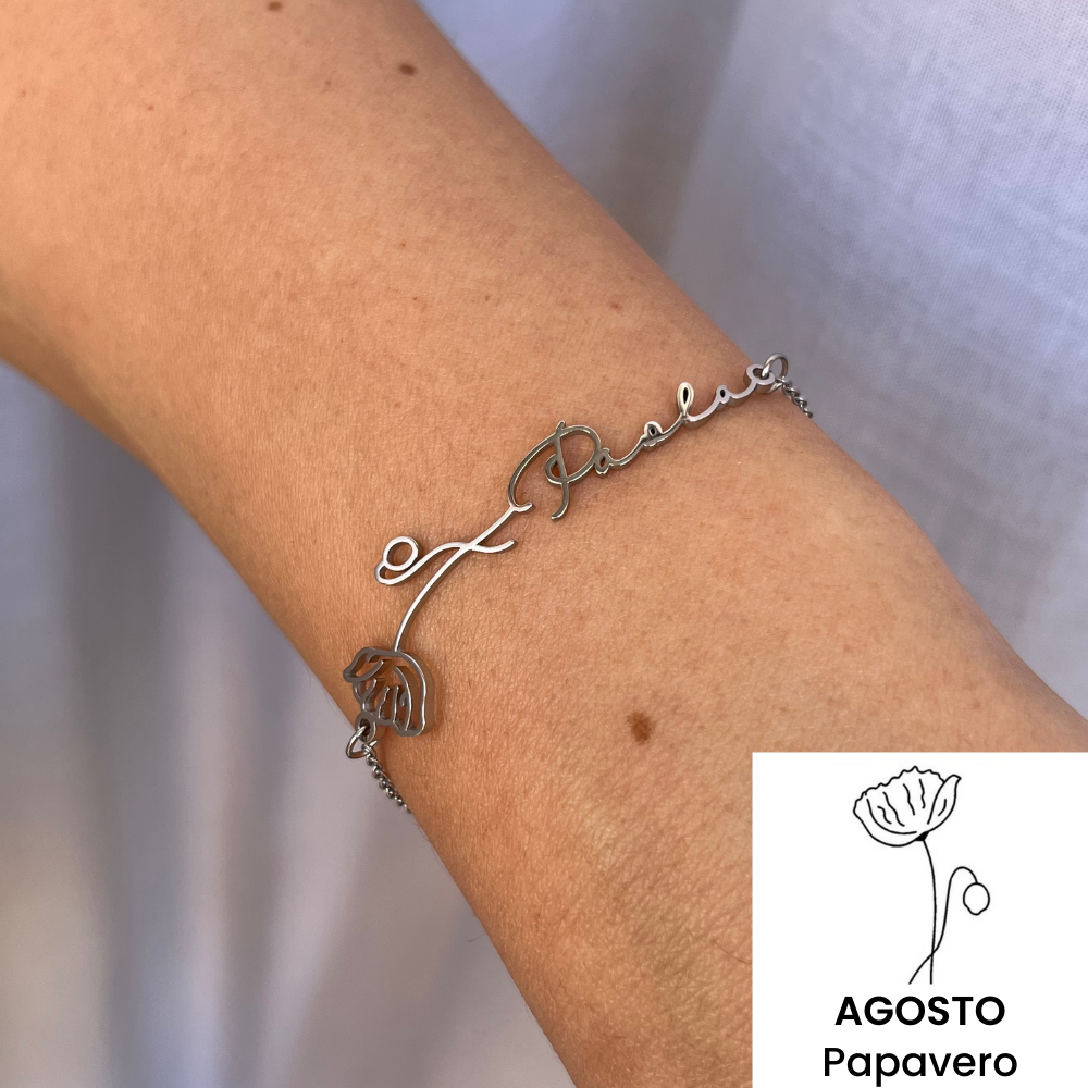 Clori - Bracciale Personalizzato con Nome e Fiore di Nascita – ALMAGIOIELLI