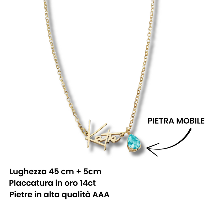 Collana con Nome e Pietra di Nascita