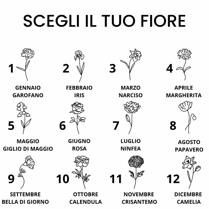 Collana Verticale Nome & Fiore di Nascita