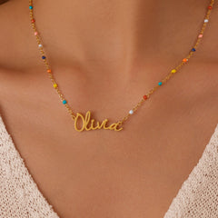 Boho Beaded Name Necklace - ALMAGIOIELLI