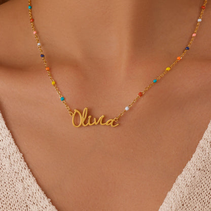 Boho Beaded Name Necklace - ALMAGIOIELLI