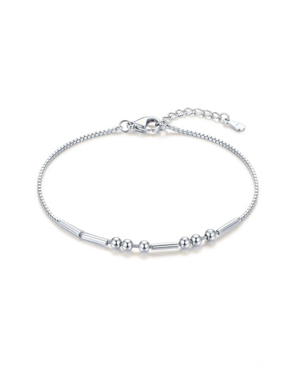 Bracciale codice Morse argento con perline e cilindretti