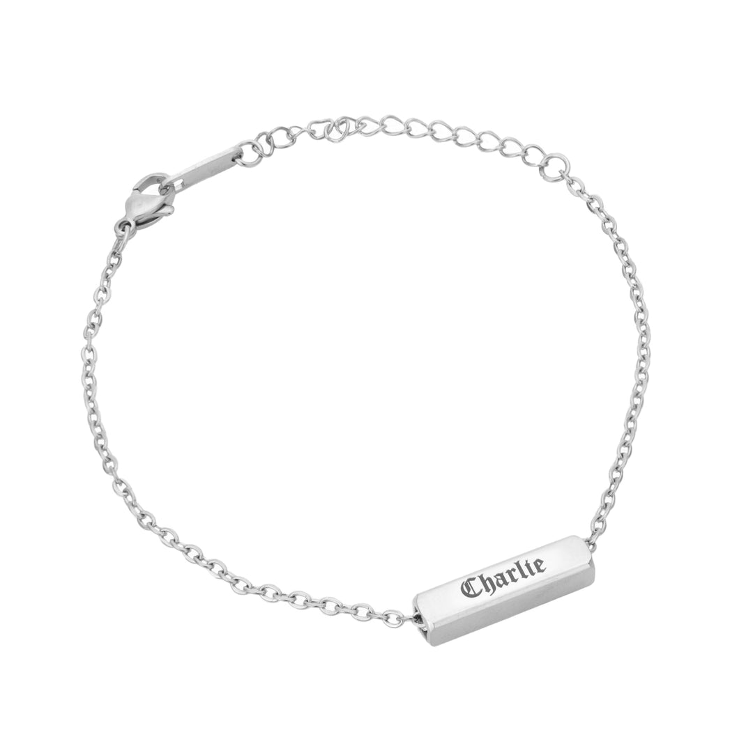 Bracelet/Anklet with Custom Gothic 3D Bar - ALMAGIOIELLI