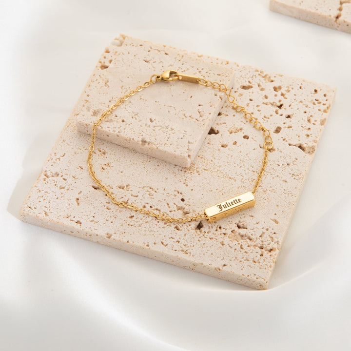 Bracelet/Anklet with Custom Gothic 3D Bar - ALMAGIOIELLI