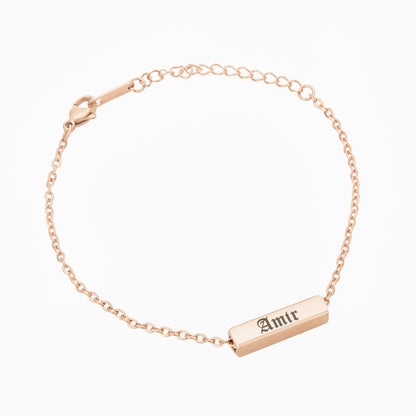 Bracelet/Anklet with Custom Gothic 3D Bar - ALMAGIOIELLI