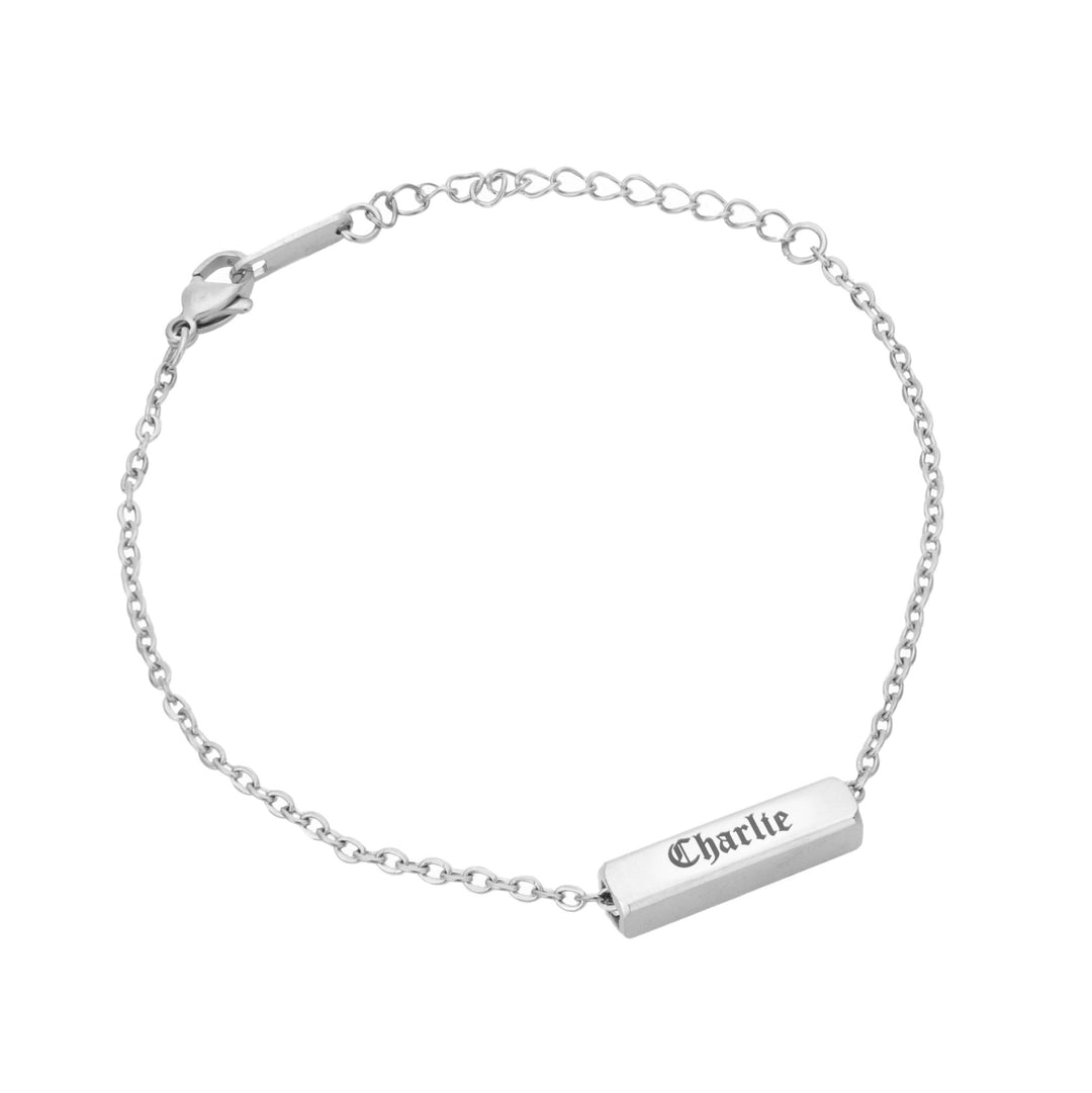 Bracelet/Anklet with Custom Gothic 3D Bar - ALMAGIOIELLI