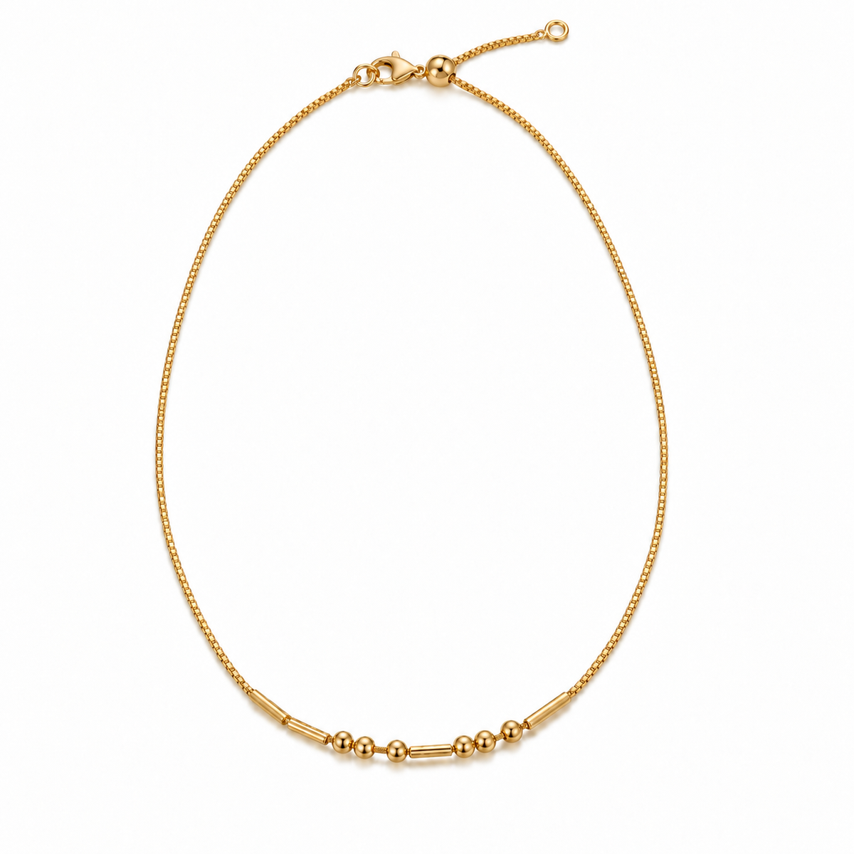 Collana codice Morse oro con moschettone e chiusura scorrevole regolabile