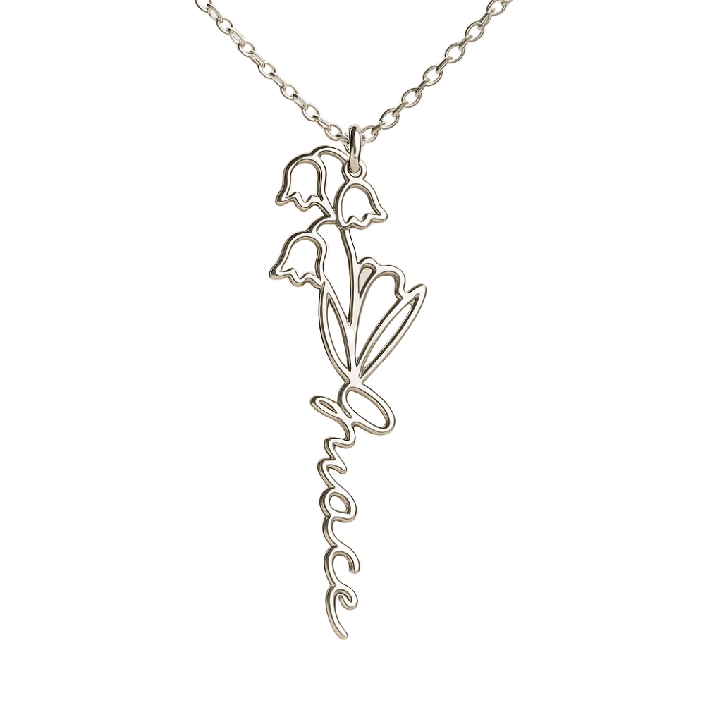Collana con fiore della va e luna, acciaio inossidabile Collana con fiore della va e luna, acciaio inossidabile