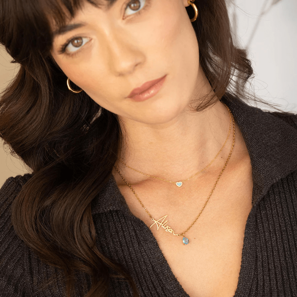 Collana Personalizzata con Nome e Pietra di Nascita - ALMAGIOIELLI