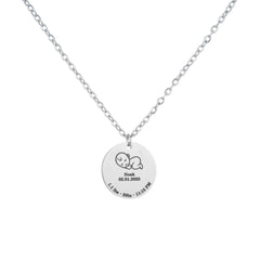 Custom Baby Birth Details Necklace – Engraved Pendant - ALMAGIOIELLI