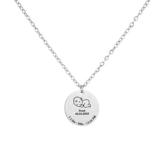 Custom Baby Birth Details Necklace – Engraved Pendant - ALMAGIOIELLI